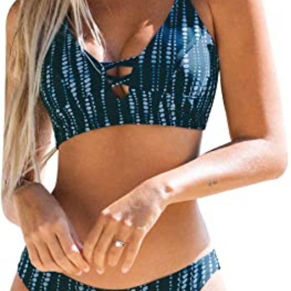 CUPSHE Women's Dream Space Lace Up Bikini Set Beach Swimwear